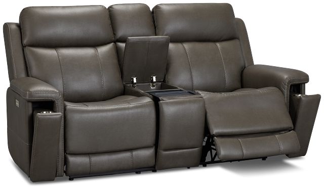 Jayden Gray Micro Power Reclining Console Loveseat