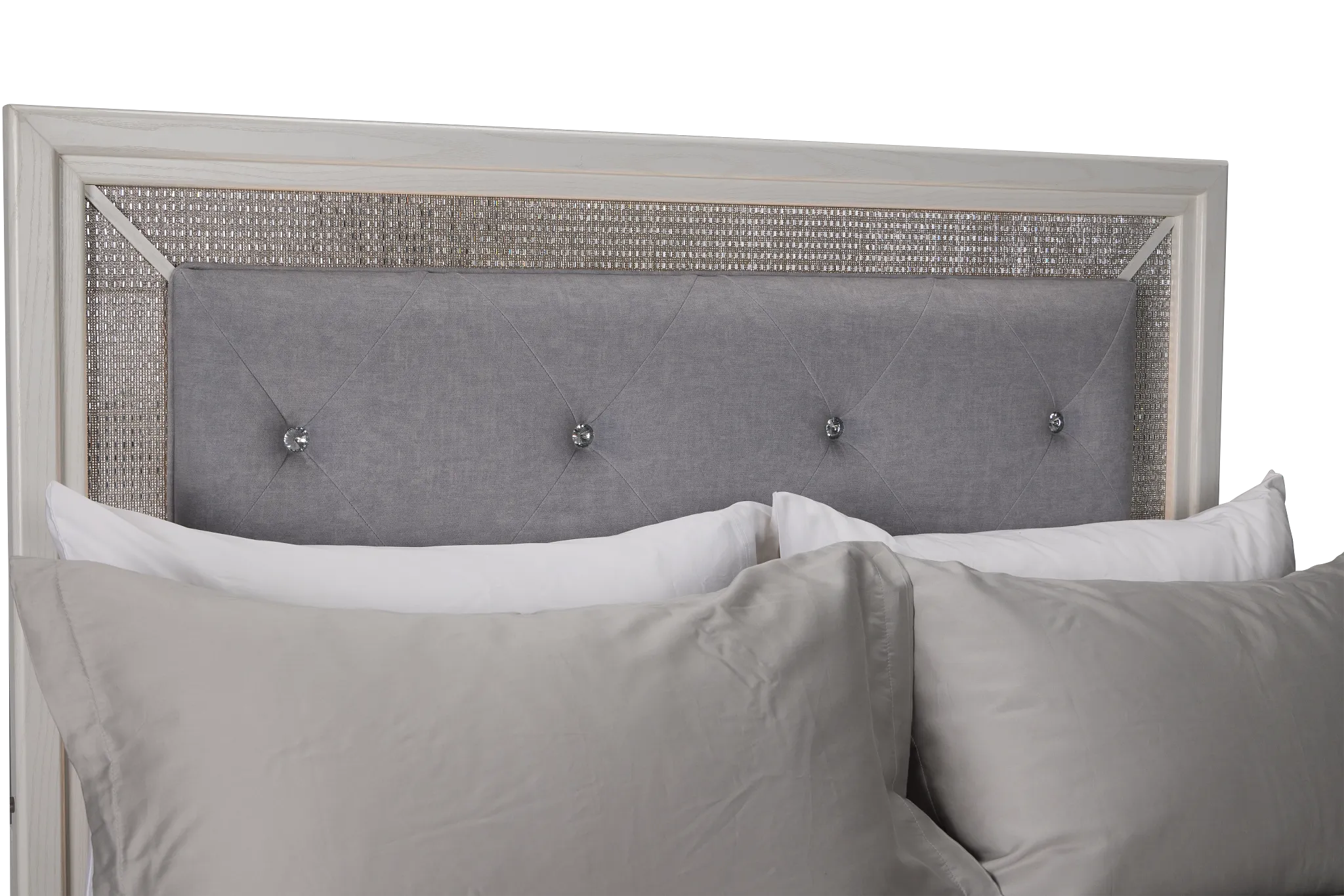 Alessandria White Uph Panel Bed With Lights