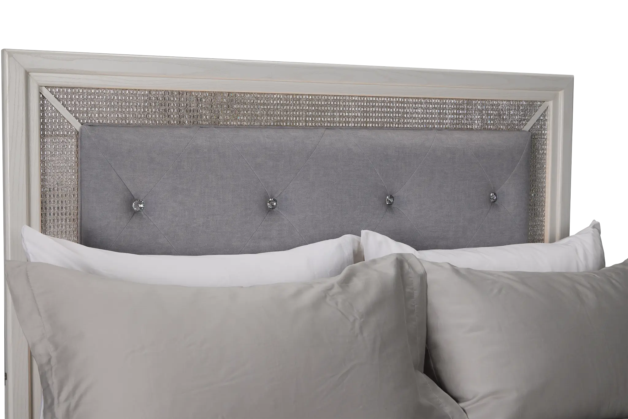 Alessandria White Uph Panel Bed With Lights Alessandria White Uph Panel Bed With Lights