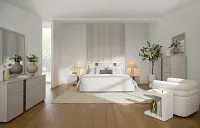 Brasilia Light Beige Platform Bed With Speaker