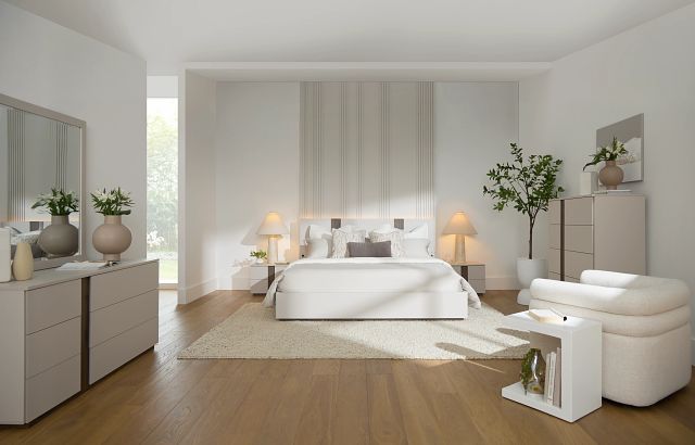 Brasilia Light Beige Platform Bed With Speaker