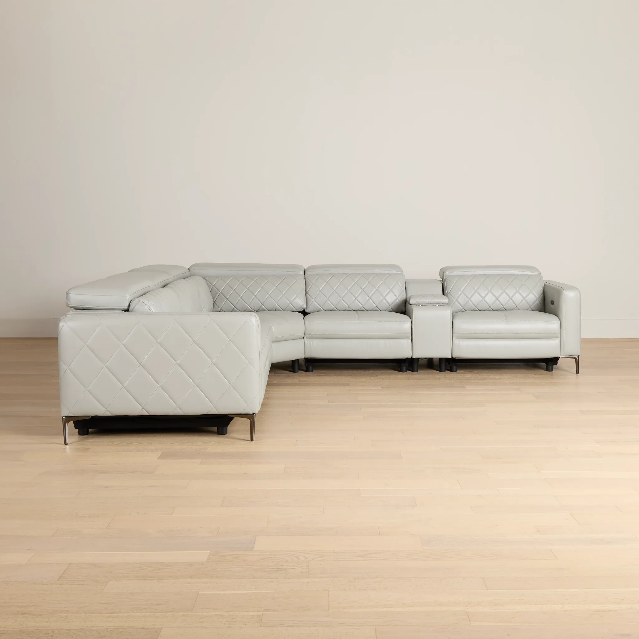 Ava Light Gray Micro Medium Triple Power 2-arm Sectional