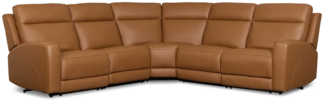 Flexsteel Belmont Medium Brown Lthr/vinyl Small Dual Power Reclining Two-arm Sectional