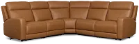 Flexsteel Belmont Medium Brown Lthr/vinyl Small Dual Power Reclining Two-arm Sectional