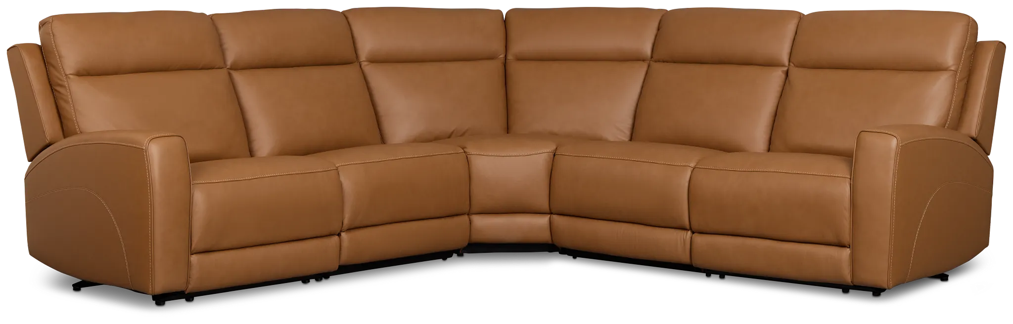 Flexsteel Belmont Medium Brown Lthr/vinyl Small Dual Power Reclining Two-arm Sectional