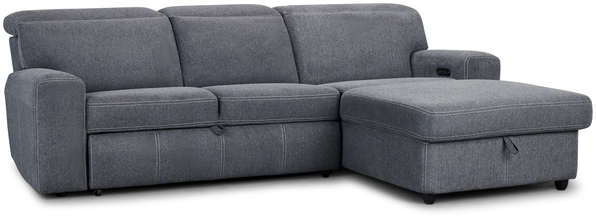 Callum Dark Gray Fabric Small Right Power Chaise Sleeper Sectional