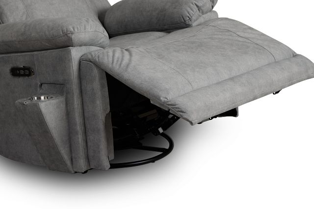 Benson Gray Micro Power Swivel Glider Recliner