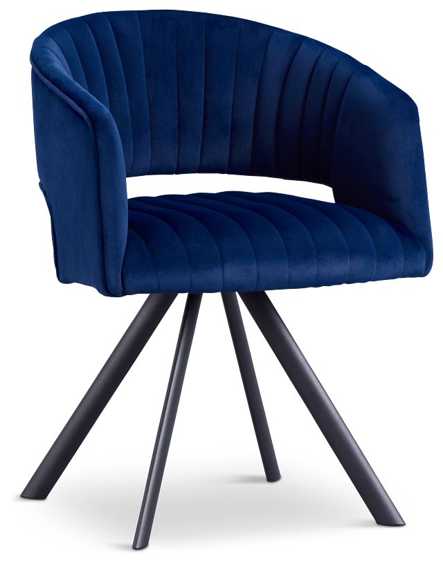 Mandy Blue Velvet Swivel Accent Chair