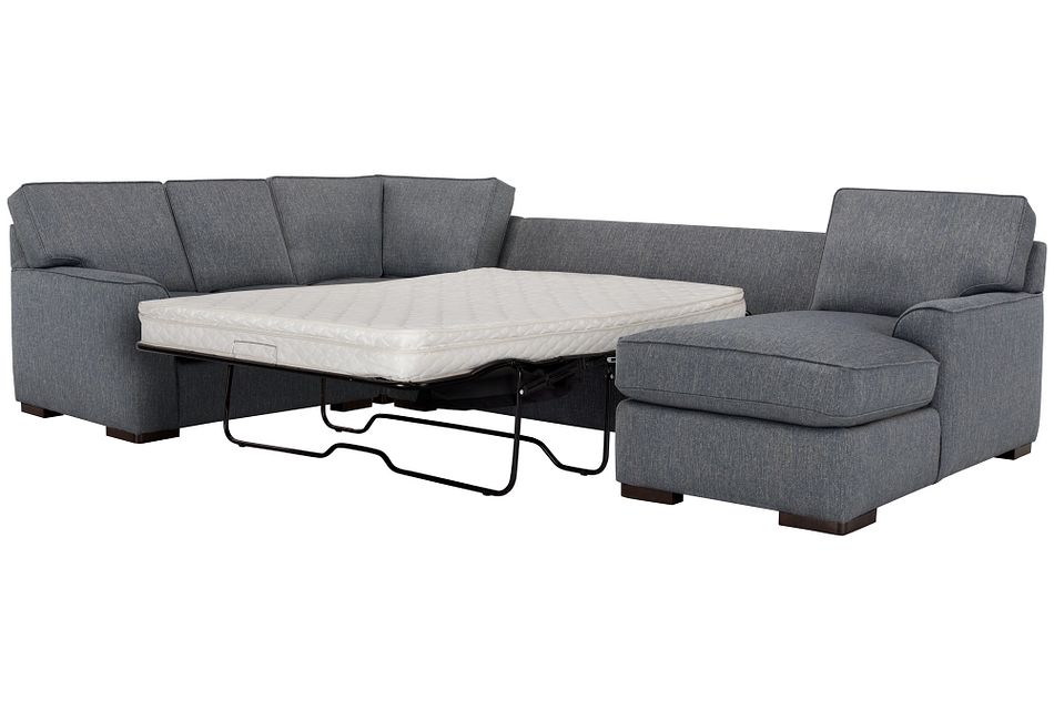 Austin Blue Fabric Right Chaise Innerspring Sleeper Sectional Austin Blue Fabric Right Chaise