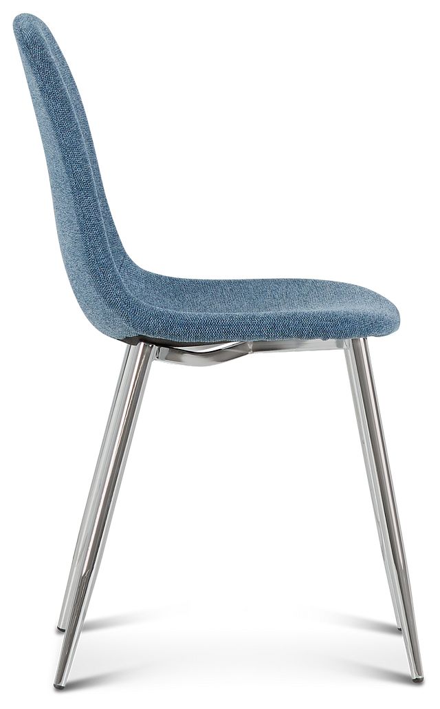 Havana Blue Upholstered Side Chair W/ Chrome Legs