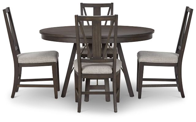Heron Cove Dark Tone Round Table & 4 Upholstered Chairs (3)