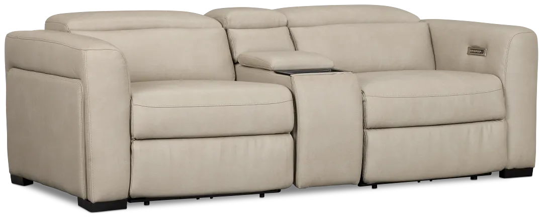 Melody Light Gray Micro Power Reclining Console Sofa