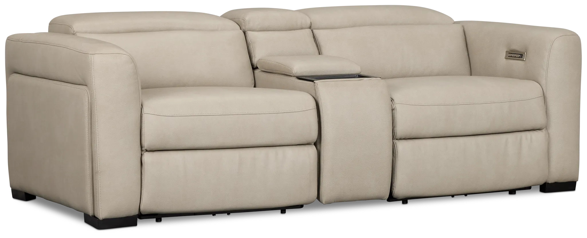 Melody Light Gray Micro Power Reclining Console Sofa