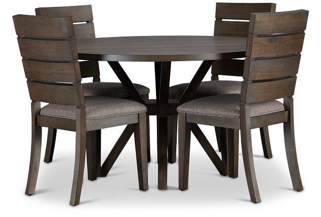 Sienna Gray Round Table & 4 Slat Chairs