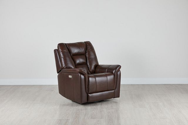 Owen Brown Leather Power Swivel Glider Recliner