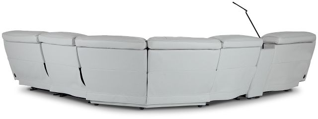 Reign Gray Lthr/vinyl Medium Triple Power 2-arm Sectional