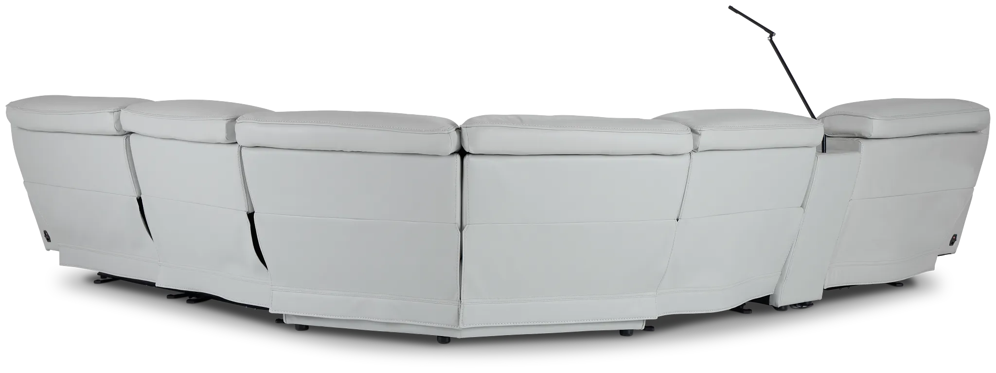 Reign Gray Lthr/vinyl Medium Triple Power 2-arm Sectional