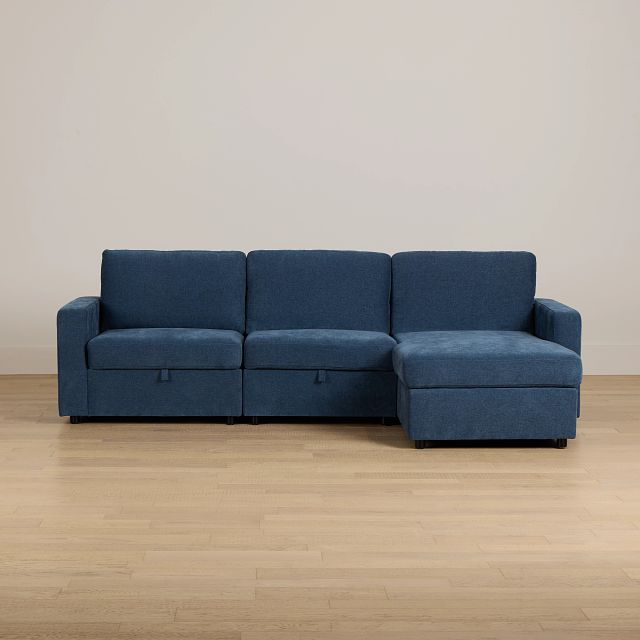 Addie Blue Fabric Right Chaise Storage Sectional