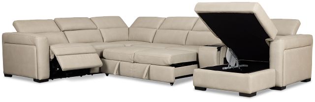 Melody Light Gray Storage Medium Right Power Reclining Chaise Sleeper Sect