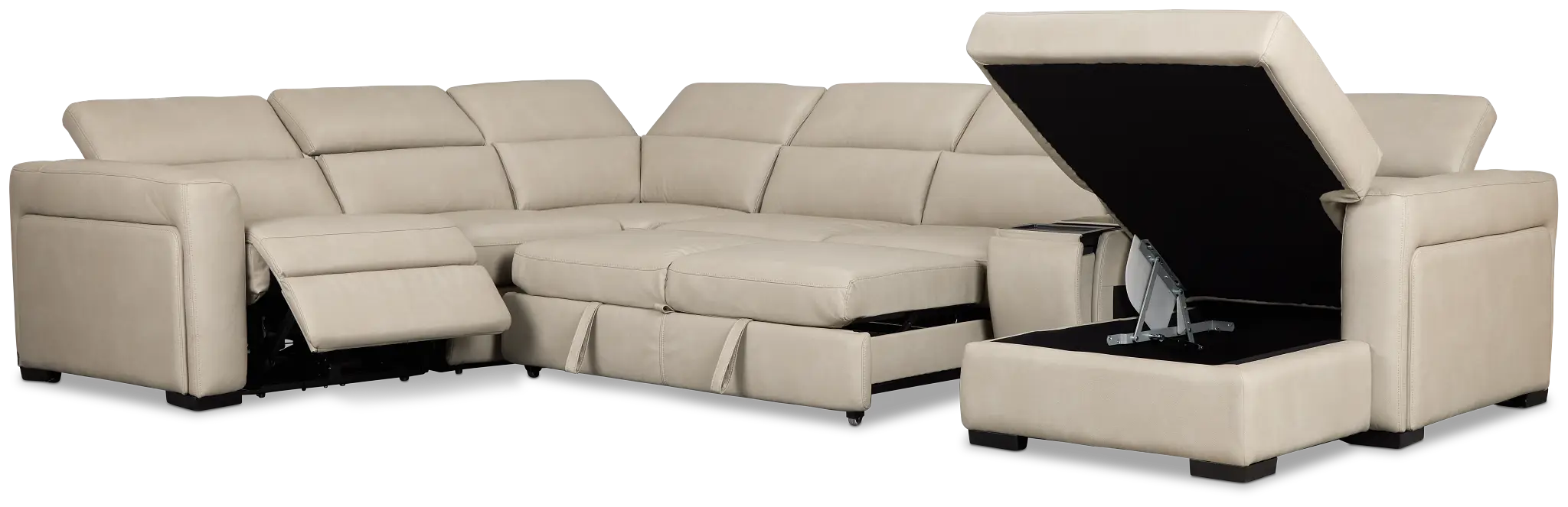 Melody Light Gray Storage Medium Right Power Reclining Chaise Sleeper Sect Melody Light Gray Storage Medium Right Power Reclining Chaise Sleeper Sect