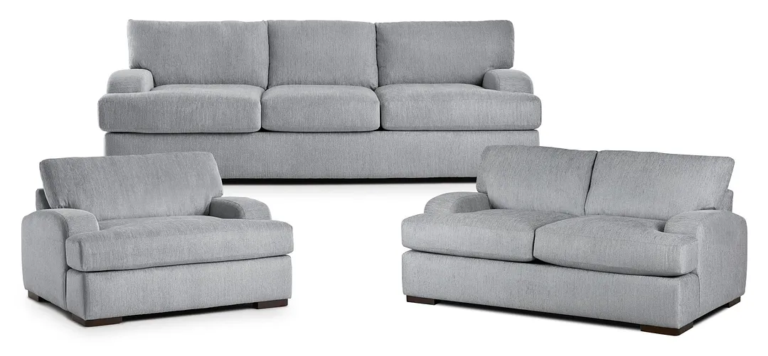 Alpha Light Gray Fabric Living Room