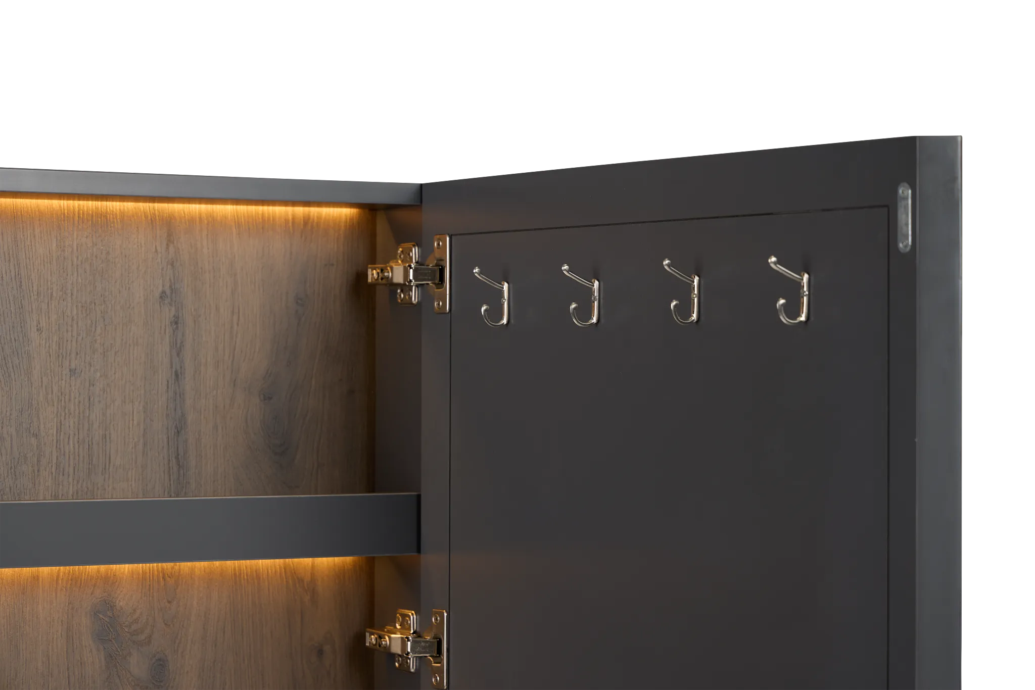 Brasilia Gray Storage Floor Mirror