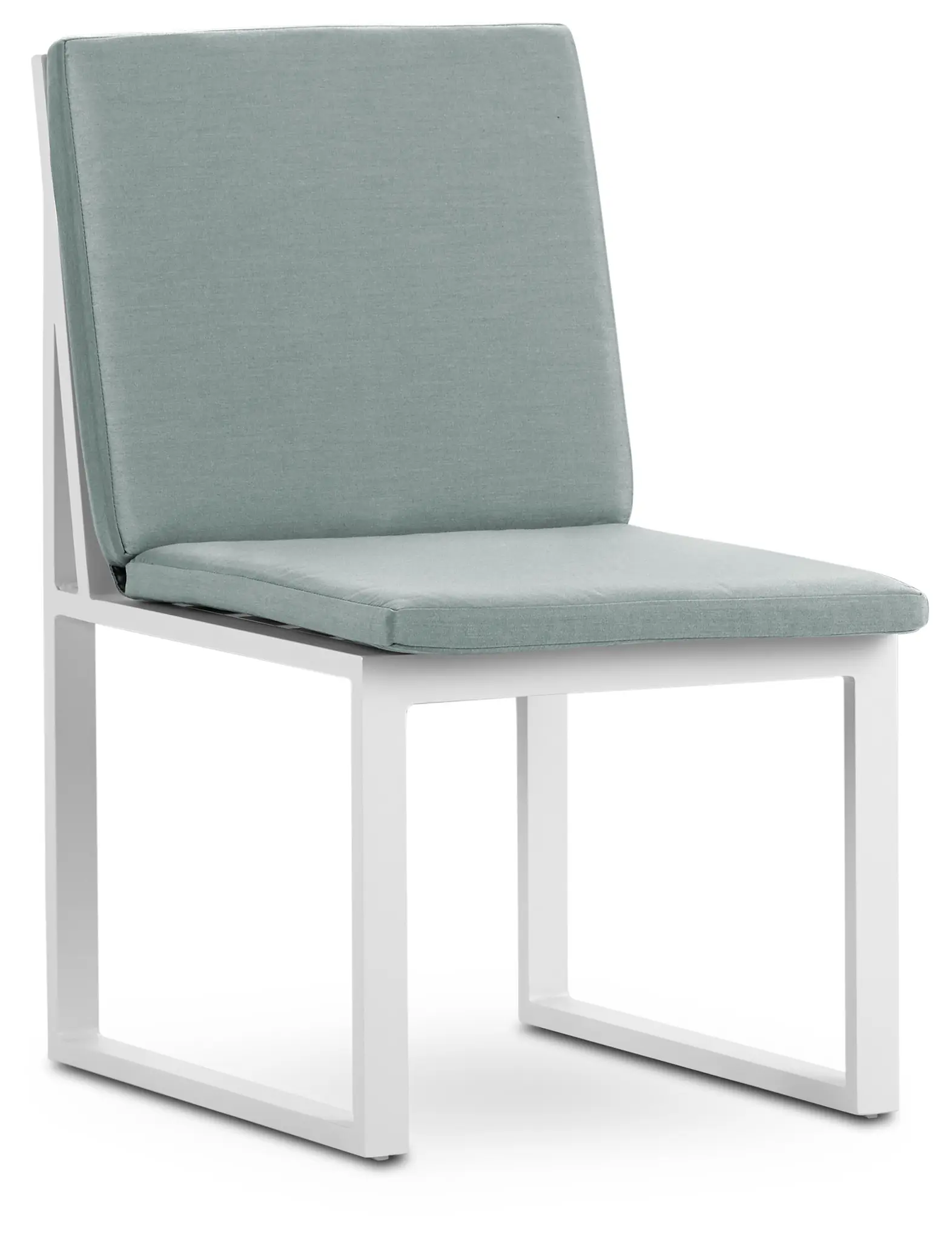 Linear White Teal Aluminum Cushioned Chair Linear White Teal Aluminum Cushioned Chair