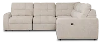 Hendrix Light Taupe Fabric Medium Tri Power 2 Arm Extension Chaise Sectional