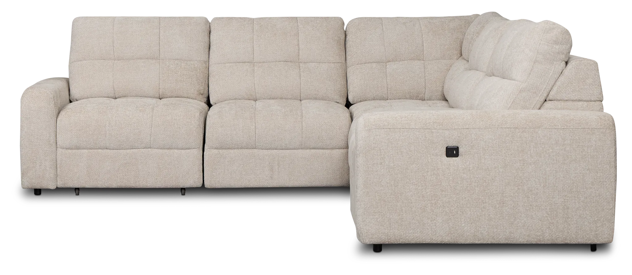 Hendrix Light Taupe Fabric Medium Tri Power 2 Arm Extension Chaise Sectional