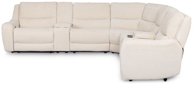 Bennett Light Beige Fabric Large Dual Power Reclining Two-arm Sectional