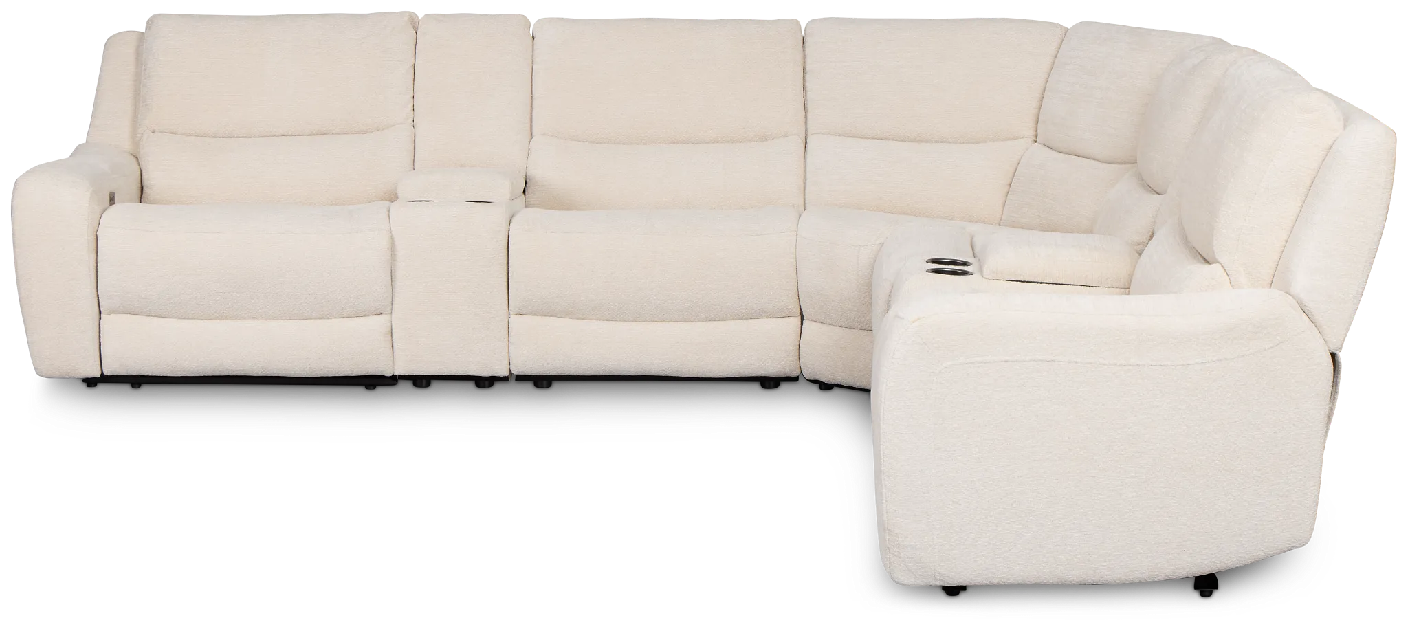 Bennett Light Beige Fabric Large Dual Power Reclining Two-arm Sectional