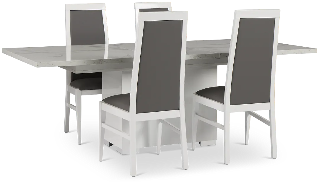 Modena White Rect Table & 4 Chairs