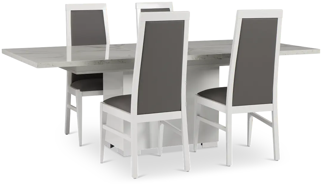 Modena White Rect Table & 4 Chairs Modena White Rect Table & 4 Chairs