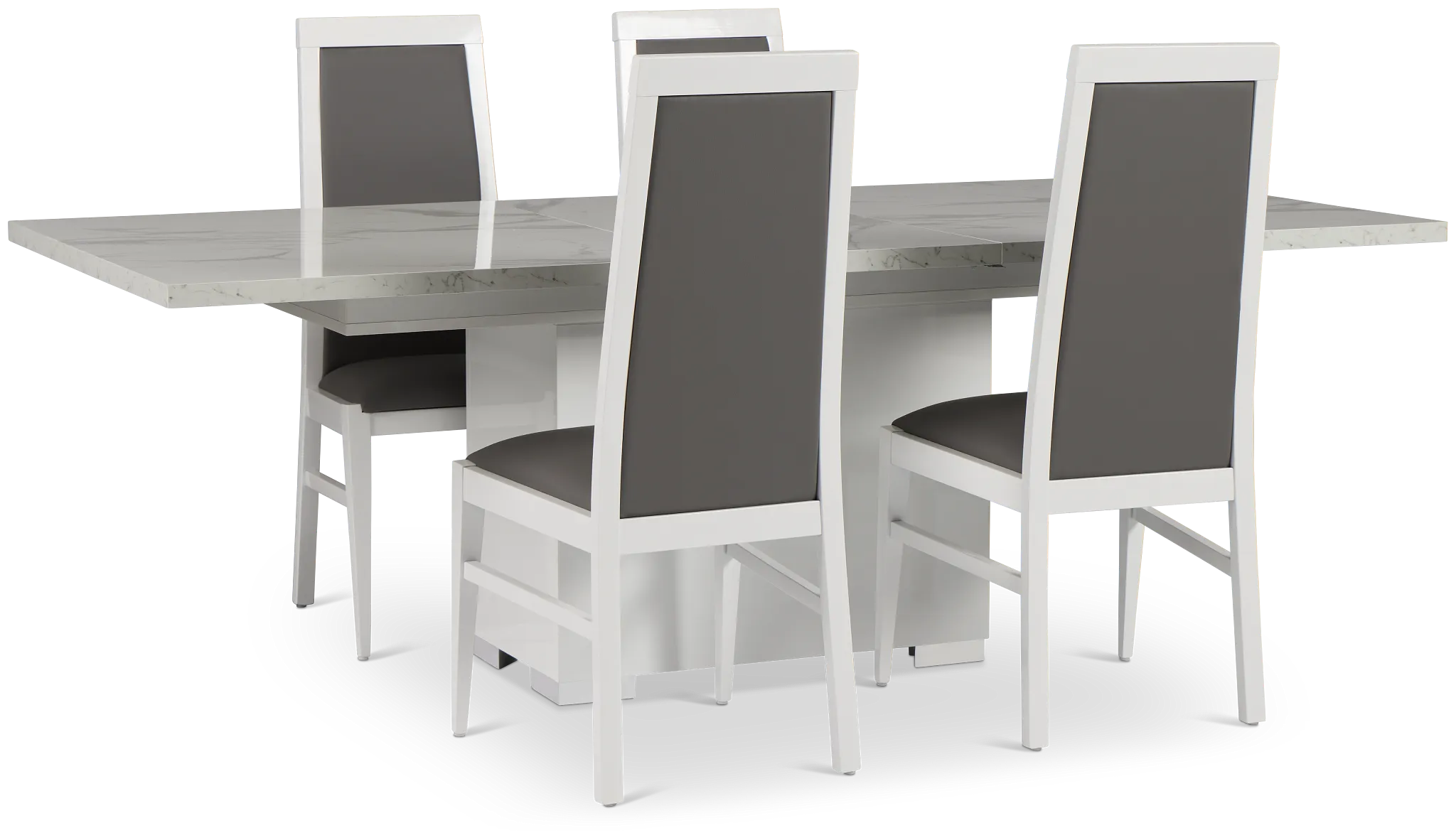 Modena White Rect Table & 4 Chairs