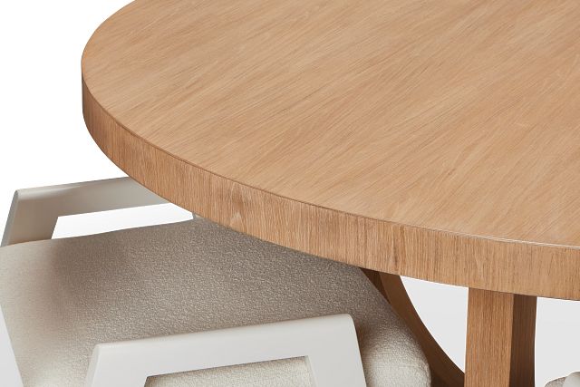 Malibu Light Tone Round Table & 4 Chairs