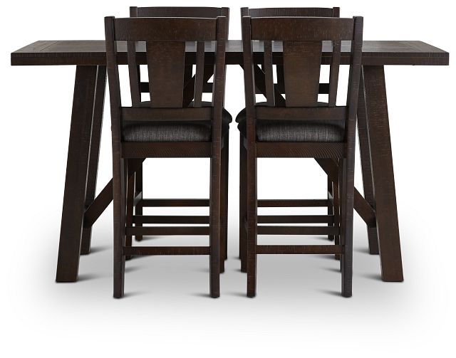Cash Gray High Table & 4 Upholstered Barstools