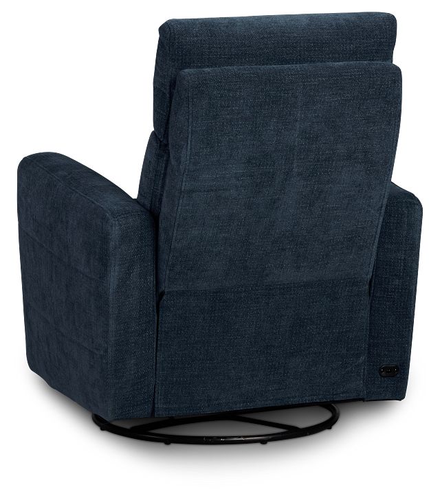 Rae Dark Blue Fabric Power Swivel Glider Recliner