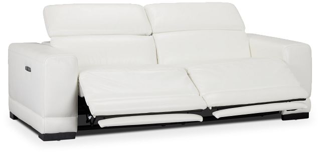 Lombardy White Micro Power Reclining Sofa