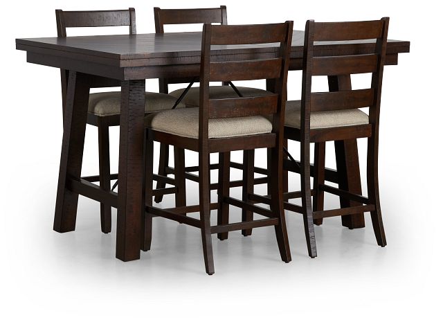 Jax Dark Tone High Table & 4 Wood Barstools