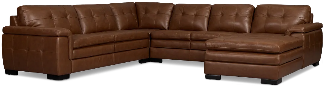 Braden Medium Brown Leather Medium Right Chaise Sectional