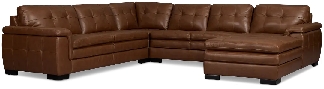 Braden Medium Brown Leather Medium Right Chaise Sectional Braden Medium Brown Leather Medium Right Chaise Sectional