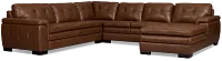 Braden Medium Brown Leather Medium Right Chaise Sectional