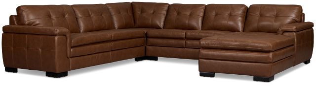 Braden Medium Brown Leather Medium Right Chaise Sectional