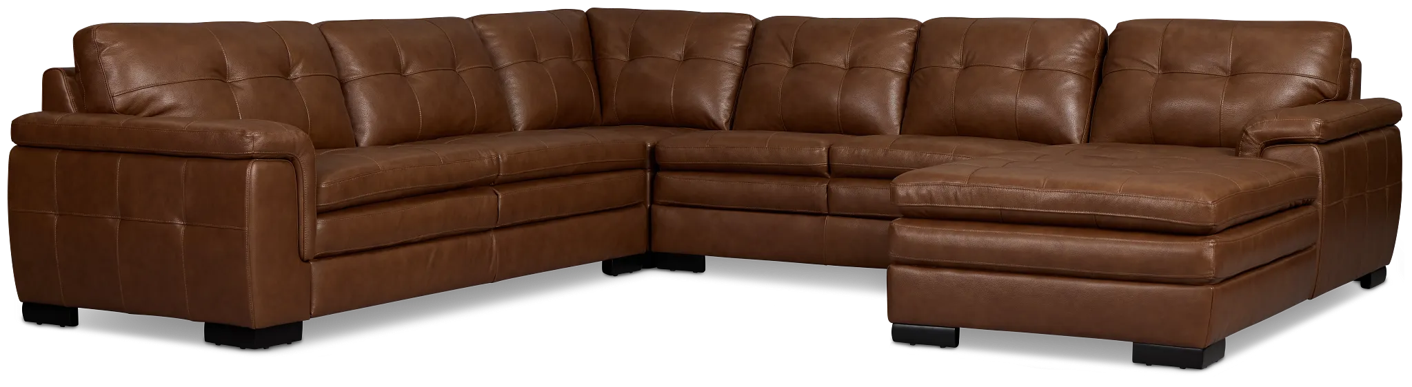 Braden Medium Brown Leather Medium Right Chaise Sectional
