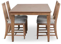 Provo Mid Tone Rect Table & 4 Gray Upholstered Chairs