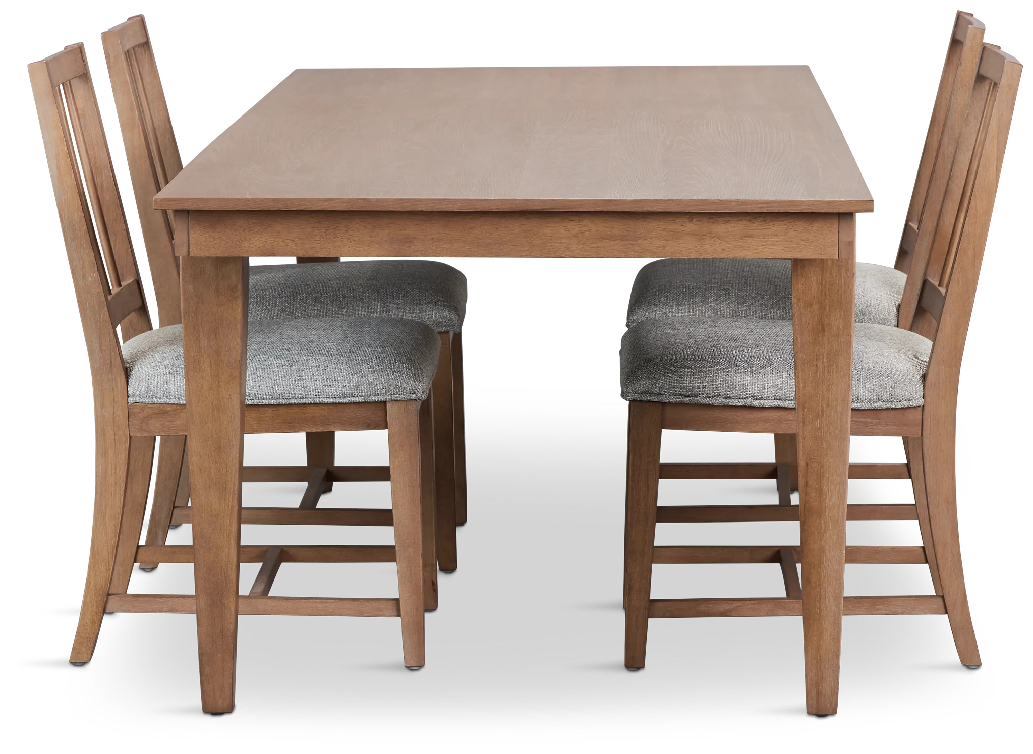 Provo Mid Tone Rect Table & 4 Gray Upholstered Chairs