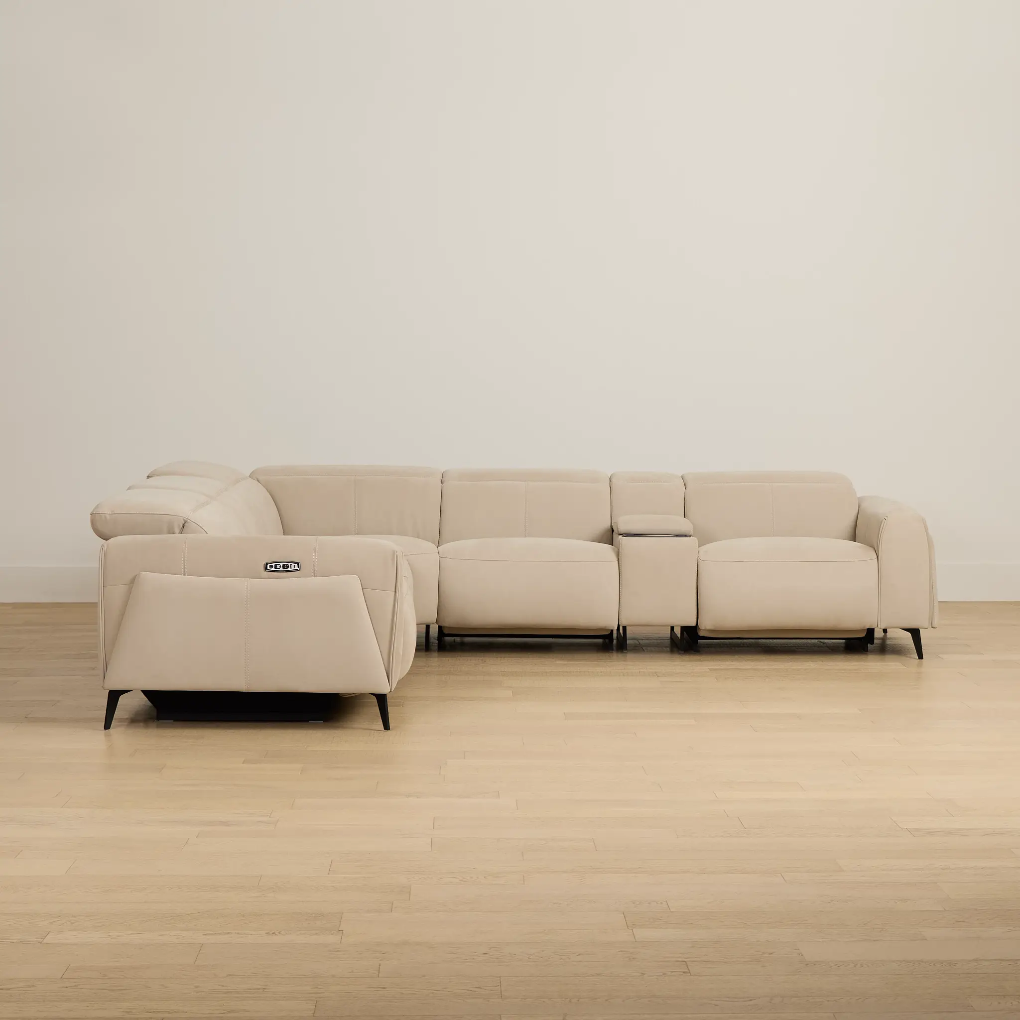 Reyna Beige Micro Medium Triple Power 2-arm Sectional Reyna Beige Micro Medium Triple Power 2-arm Sectional