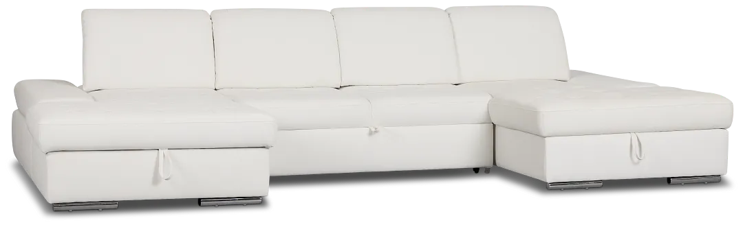 Eden White Micro Double Chaise Sleeper Storage Sectional