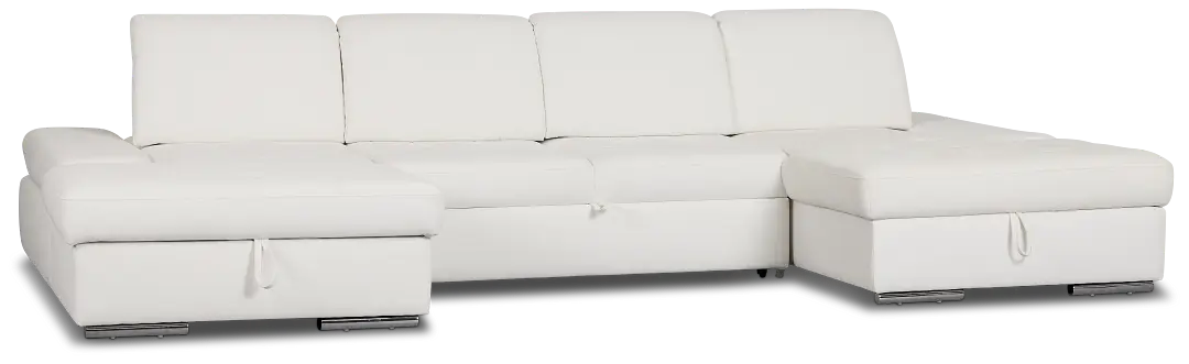 Eden White Micro Double Chaise Sleeper Storage Sectional Eden White Micro Double Chaise Sleeper Storage Sectional