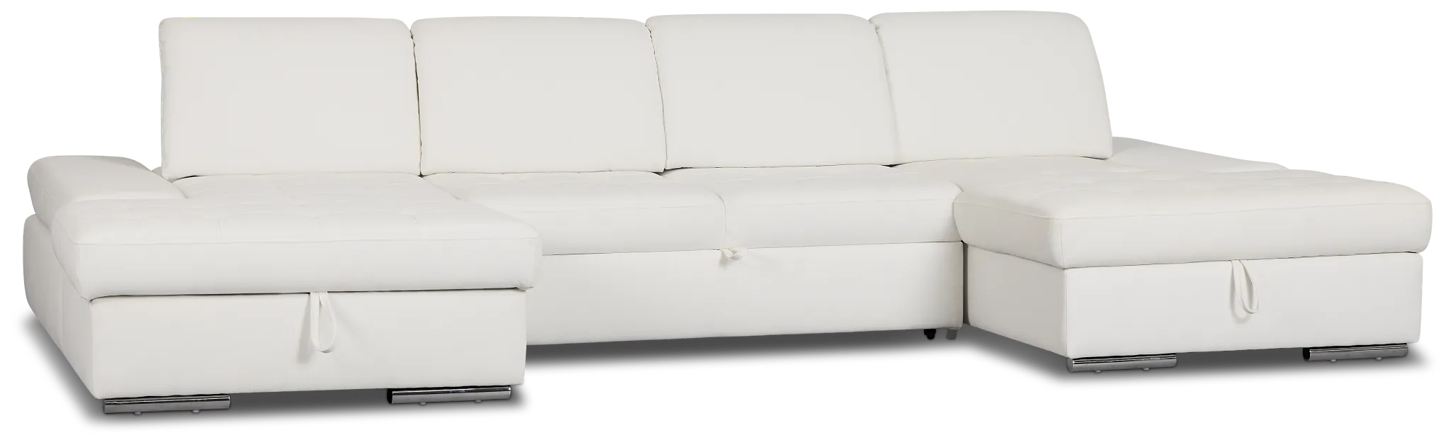 Eden White Micro Double Chaise Sleeper Storage Sectional